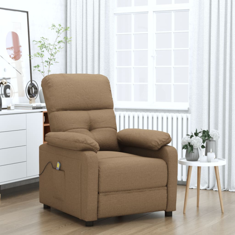 Masážní Křeslo Hnědé Textil - Tmavě zelená