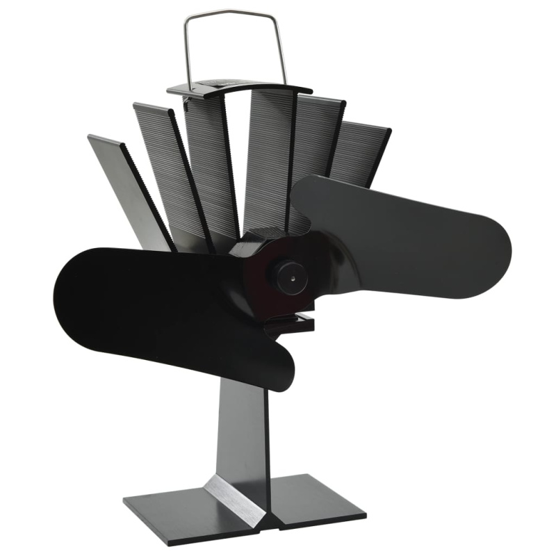 Teplem Poháněný Ventilátor Na Kamna 2 Lopatky Černý - 18 x 11,5 x 21,5 cm (4 lopatky)