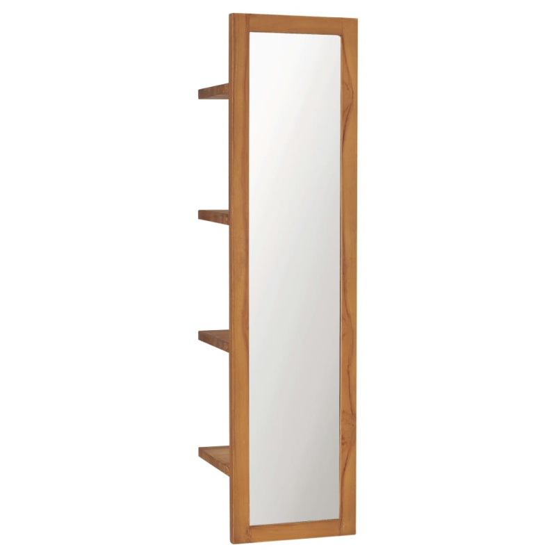 Nástěnné Zrcadlo S Poličkami 30 X 30 X 120 Cm Masivní Teak