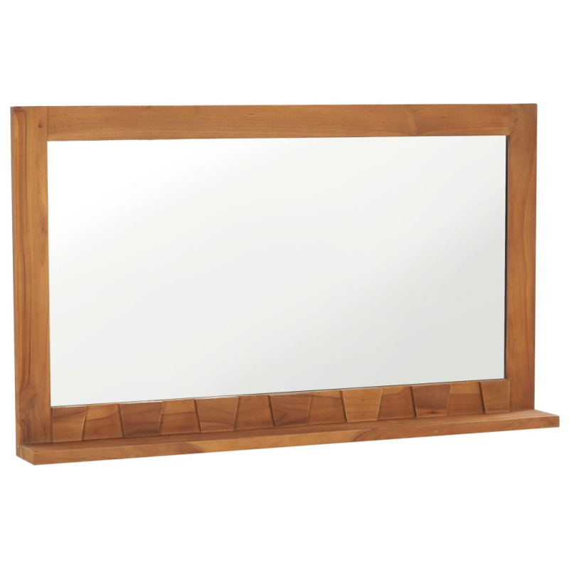 Nástěnné Zrcadlo S Policí 100 X 12 X 60Cm Masivní Teakové Dřevo - 60 x 12 x 40 cm