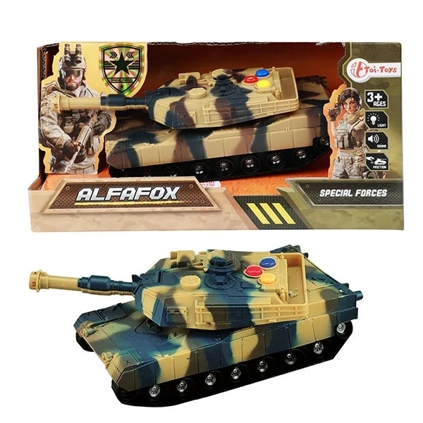 Toi Toys Alfafox vojenský tank na tření 17 cm se zvukem a světlem - 1 kus