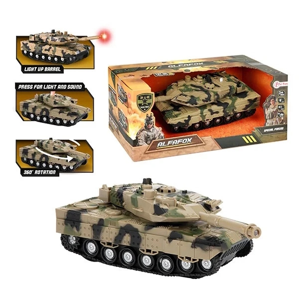 Toi Toys Alfafox vojenský tank na tření se světly a zvuky - 1 kus
