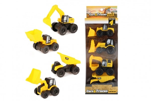 Teddies Auto stavební 4ks plast 10cm v krabici 12,5x34x6cm
