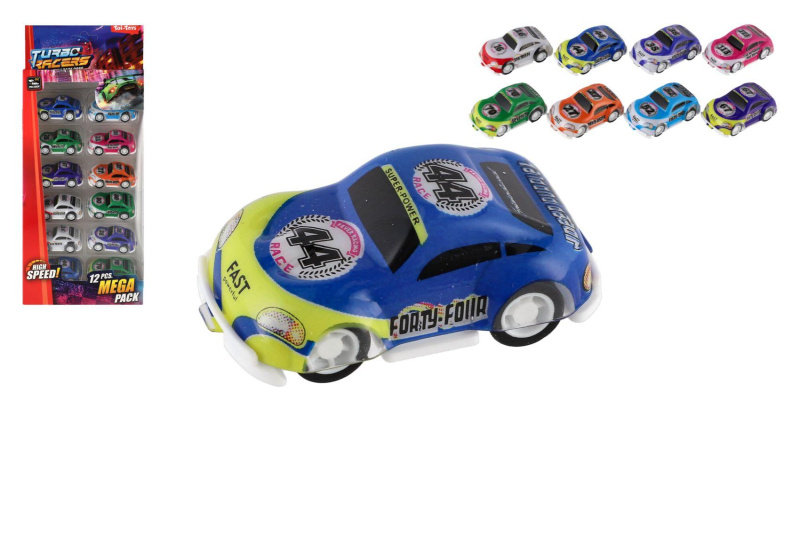 Auto mini závodní 12ks plast 5cm na zpětné natažení