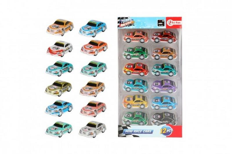 Auto mini závodní 12ks plast 5cm na zpětné natažení