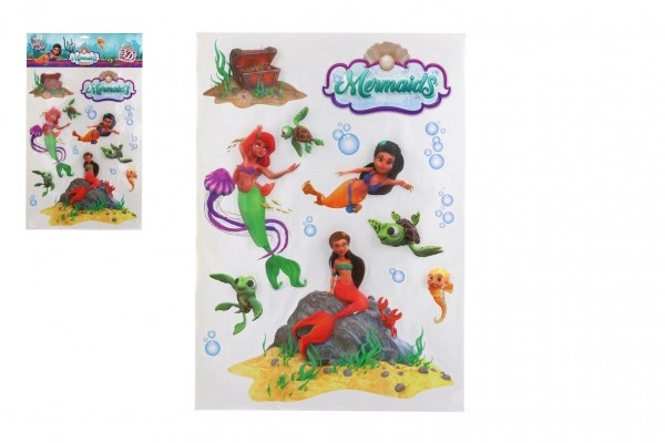 Teddies Samolepky na zeď mořská panna XXL 3D v sáčku 38x63cm