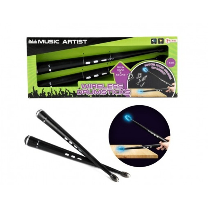 Bezdrátové paličky pro bicí, světlo, zvuk