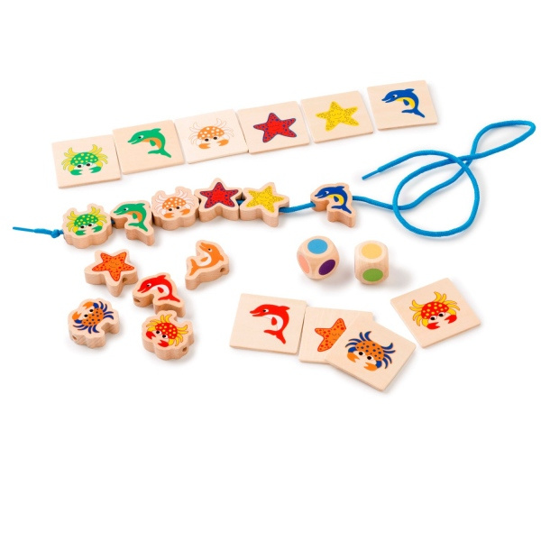 Toys for life - Navlékání mořských zvířátek podle předloh Montessori