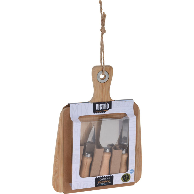 EH Excellent Houseware Prkénko na sýr + 3 nože, sada hnědá
