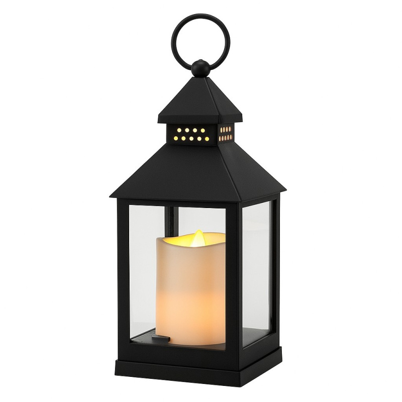 Home Styling Collection Lucerna s LED svíčkou, 24 cm černá