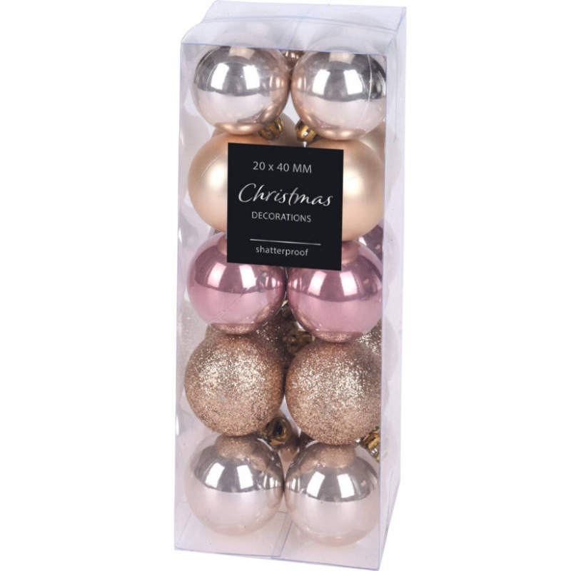 Home Styling Collection Vánoční koule, Ø 4 cm, 20 ks, 3 různé barvy vícebarevná