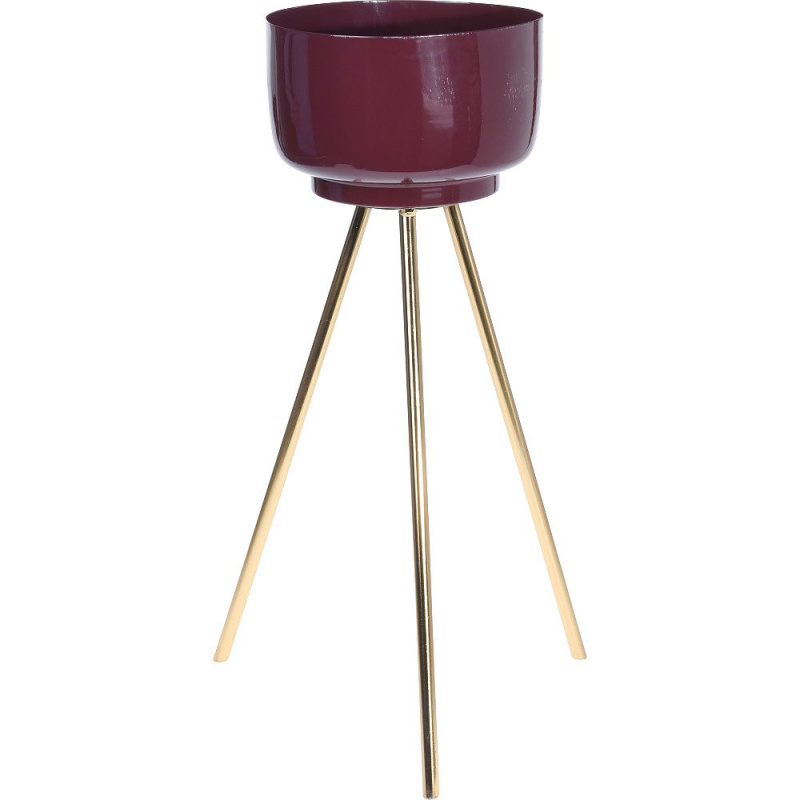 Home Styling Collection Stojan na rostliny, květináč ve stylu LOFT, 55 cm, barva vínová červená