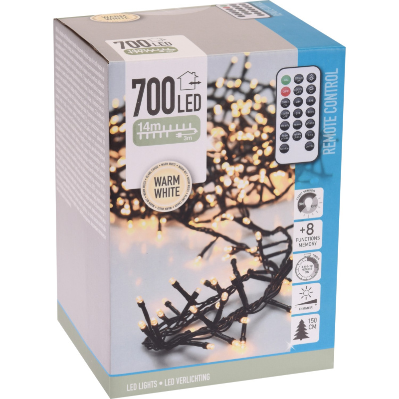 Koopman Svetelná reťaz 400 LED teplá/studená biela, zelený kábel, 8 m