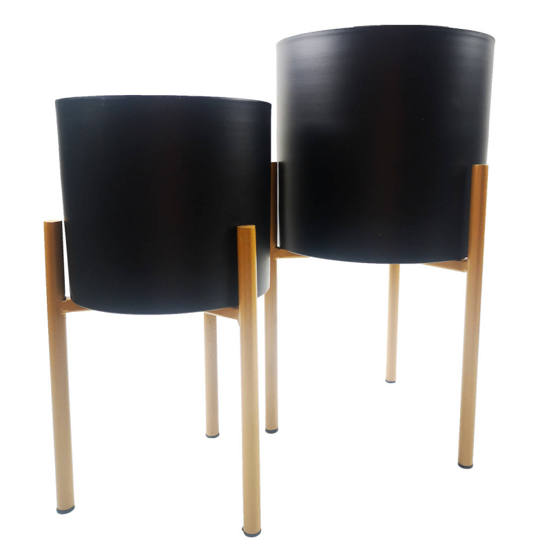 Home Styling Collection Sada 2 květináču na stojanu, černé černá
