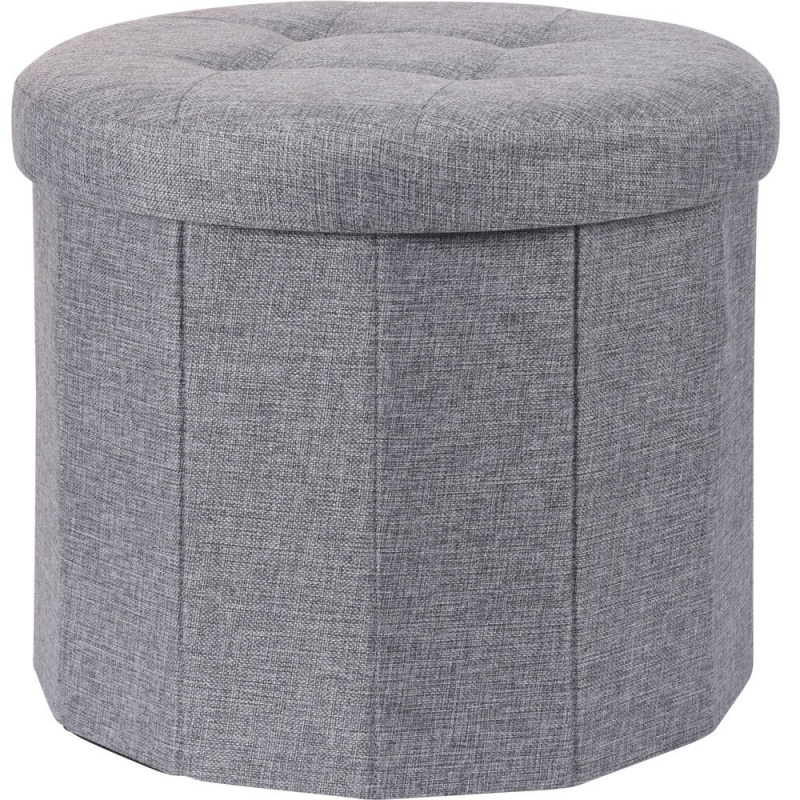 Home Styling Collection Pouf s prošívaným sedlem OTTOMAN, O 45 x 39 cm, šedá šedá