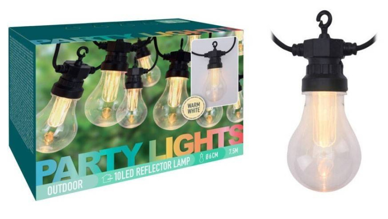 ProGarden Svetelný LED řetěz PARTY, 10 světýlek černá