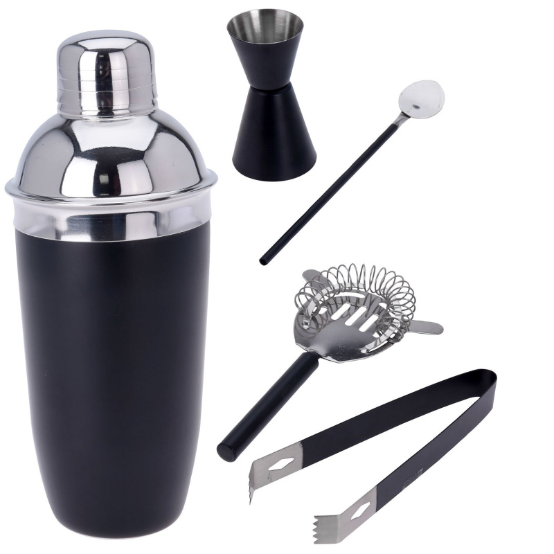 EH Excellent Houseware Barman třepačka s příslušenstvím, 5 ks, matný černá