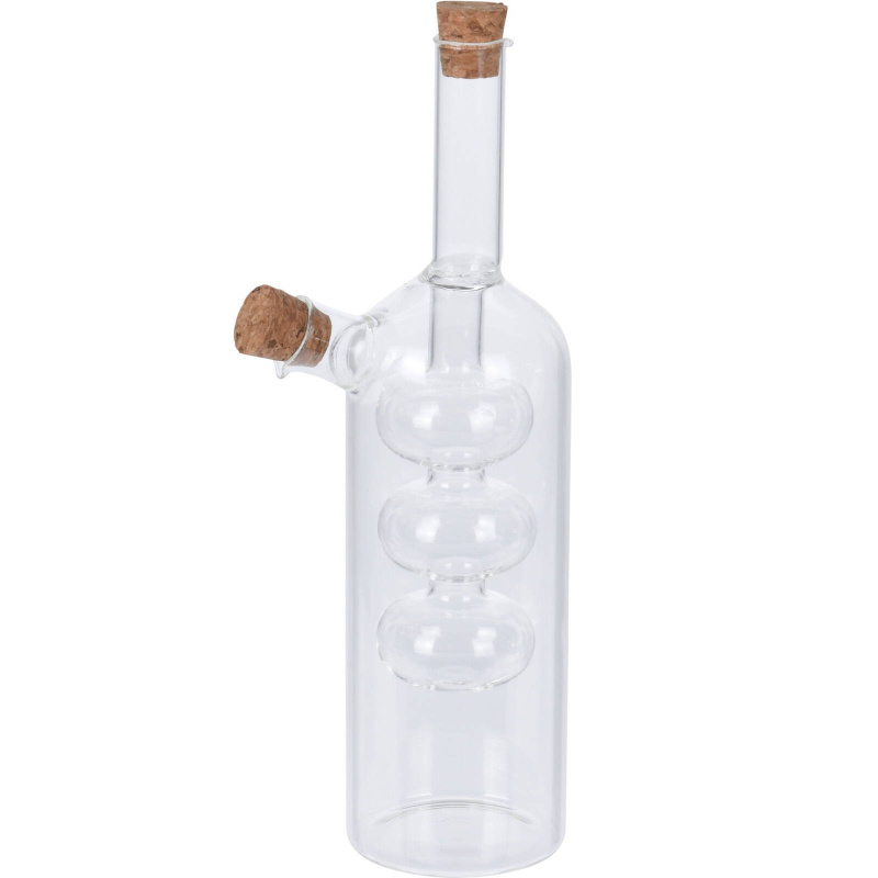 EH Excellent Houseware Láhev na olivový olej a ocet s korkem, 2 v 1, 75 ml transparentní