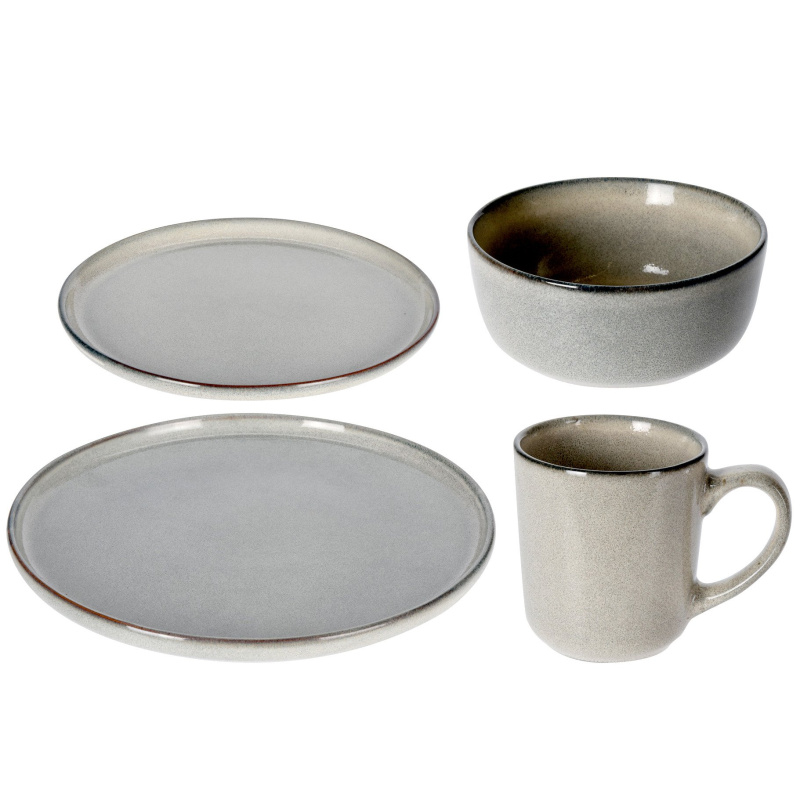 EH Excellent Houseware Jídelní souprava pro 4 osoby, hnědá, 16 ks hnědá