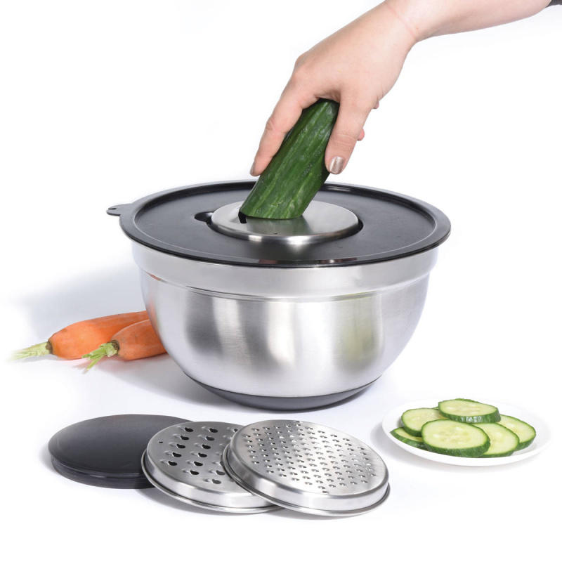 EH Excellent Houseware Nerezová mísa se sadou struhadel, O 27 cm stříbrná