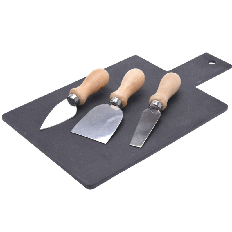 EH Excellent Houseware Tác k servírování sýrů, 3 nože, 30 x 17 cm antracitová