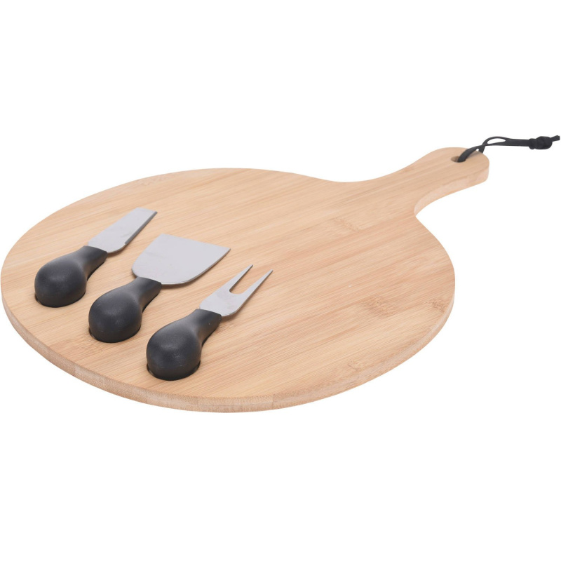 EH Excellent Houseware Servírovací prkénko na sýr, bambusové, 3 nože v sadě hnědý