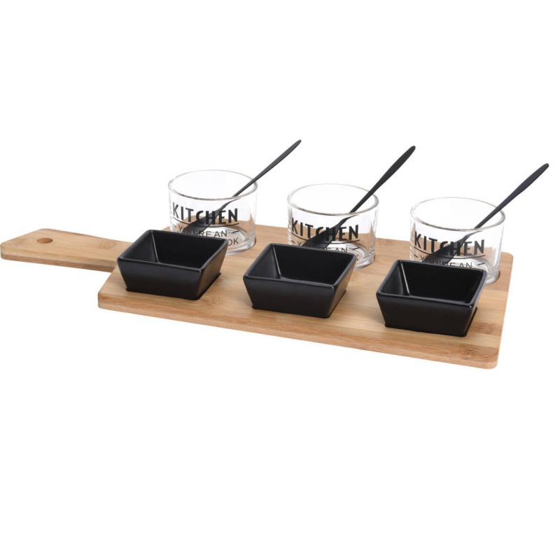 EH Excellent Houseware Sada pro servírovaní občerstvení na bambusové desce, 10 kusů béžová