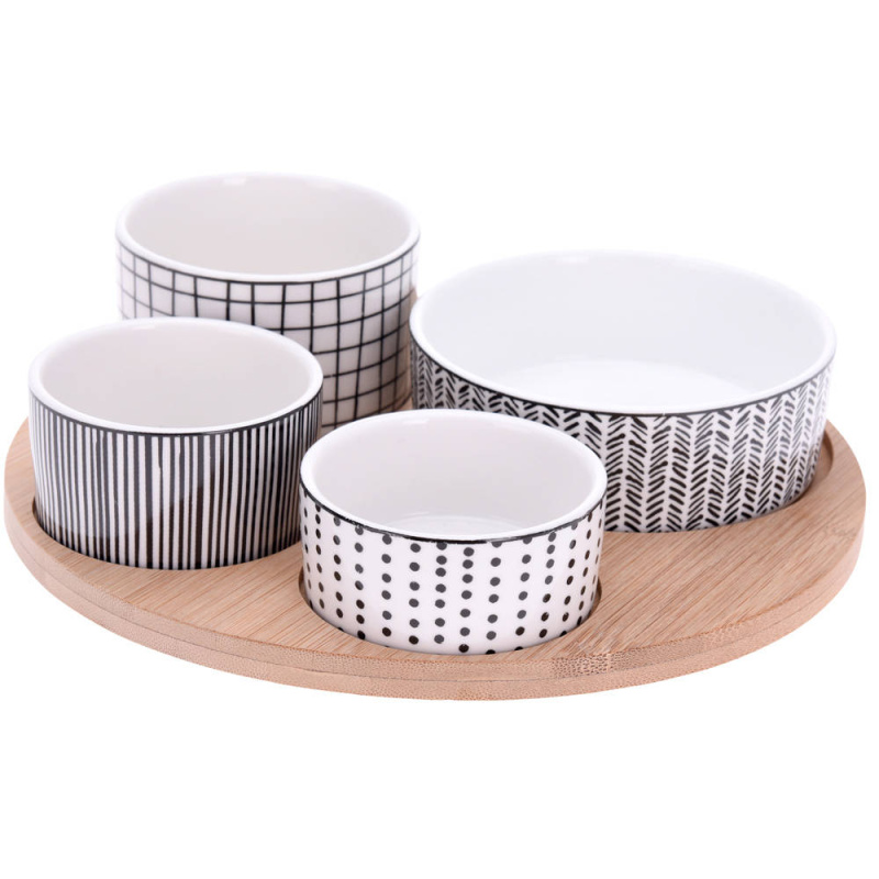 EH Excellent Houseware Excellent Servírovací misky s kulatým podnosem sada 5 ks KO-278000240 bílá