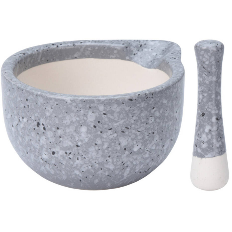 EH Excellent Houseware Hmoždíř, keramický, bílý šedá