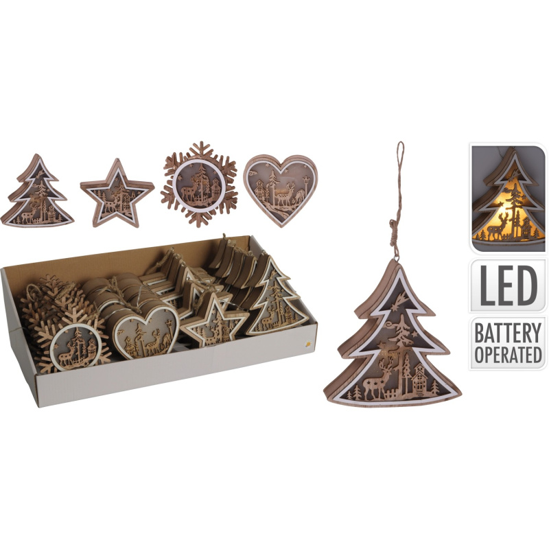 Koopman Závěsná dekorativní dřevěná figurka s výřezem a LED