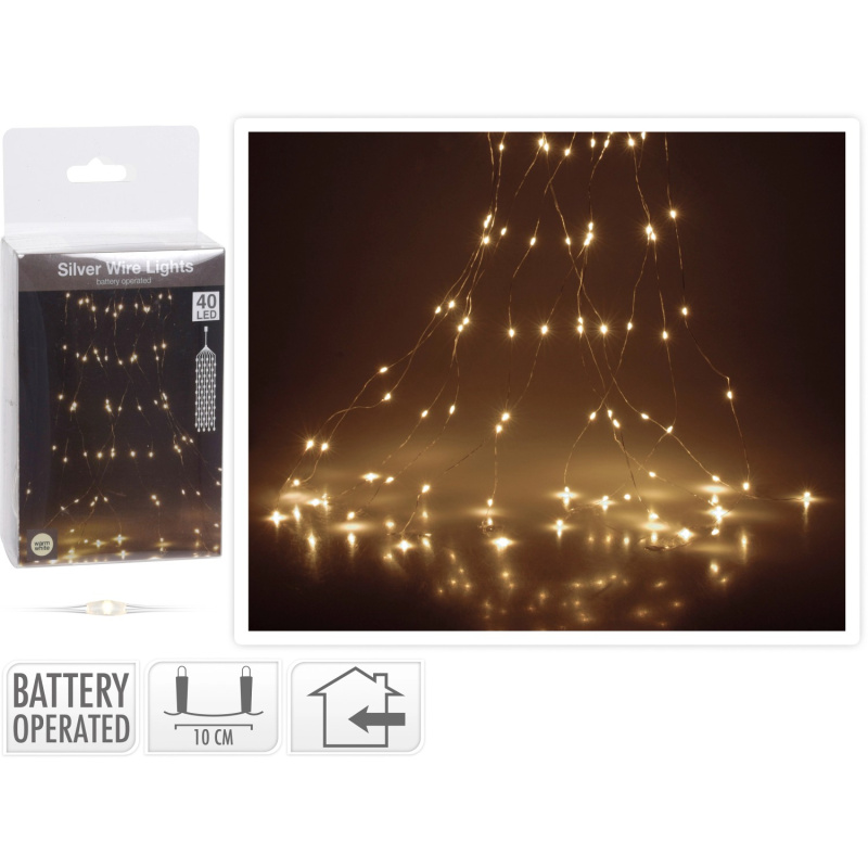 LED světelný drát kometa 40 LED teplá bílá stříbrný