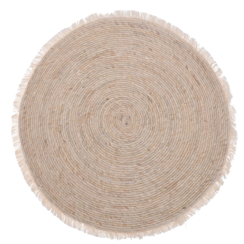 EH Excellent Houseware Kulatý koberec do obývacího pokoje, Ø 80 cm, vyrobený z kukuřičných listů béžová