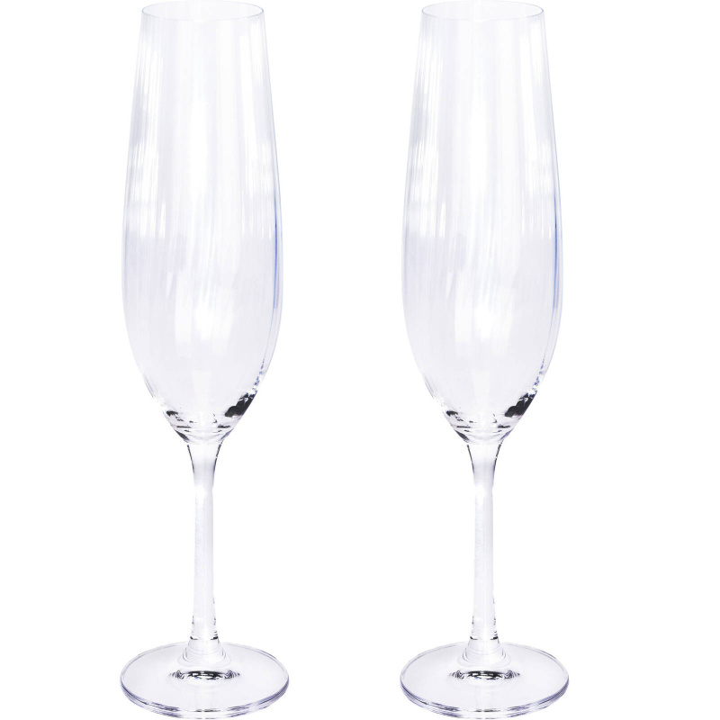 Home Styling Collection Sklenice na šampaňské, ražené, 2 kusy transparentní
