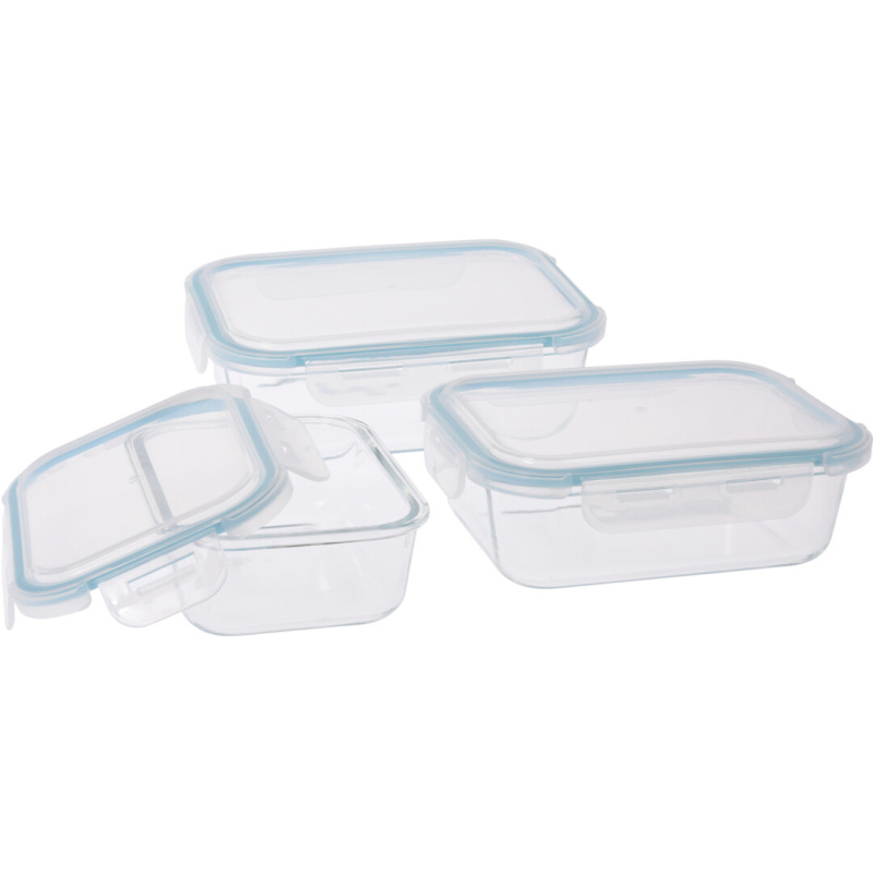 EH Excellent Houseware Skleněné dózy na potraviny, 3 kusy transparentní