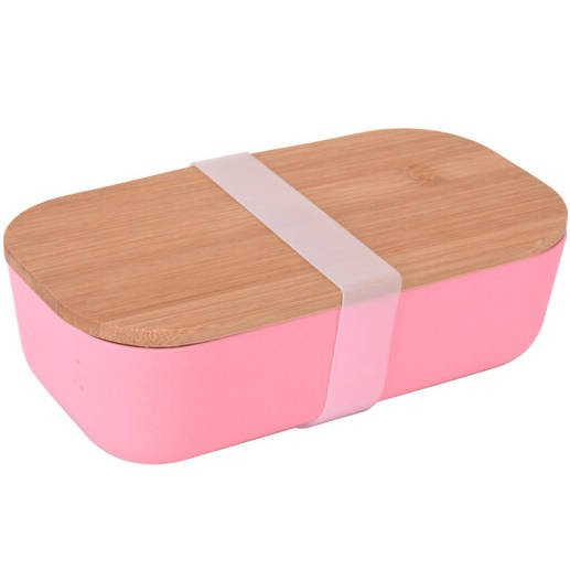 EH Excellent Houseware Svačinový box s bambusovým víkem TIPI, 750 ml, růžový růžový