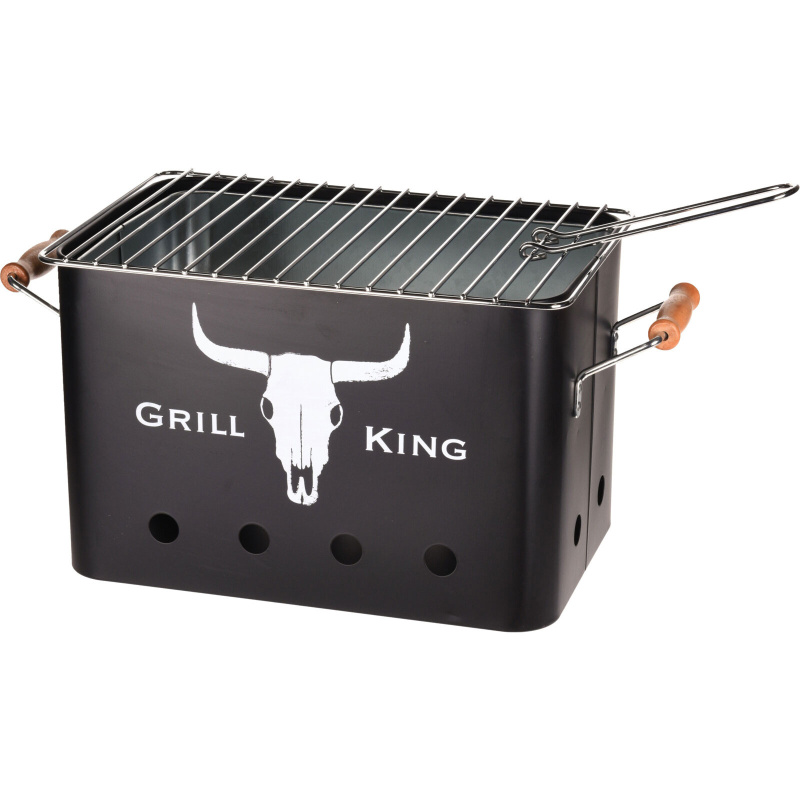 Vaggan BBQ Přenosný gril GRILL KING, kovový, 44 x 23 x 23 cm černá