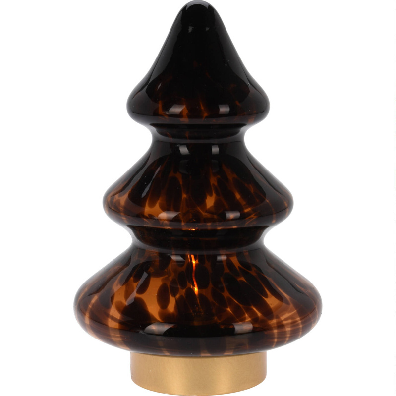 Home Styling Collection Vánoční stolní lampa, skleněn stromeček, 20 cm hnědá