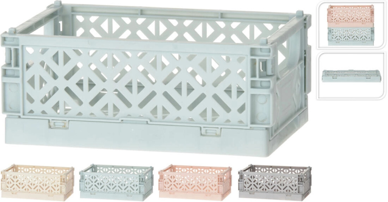 Skládací plastová přepravka 10 × 15 × 6 cm – mix barev