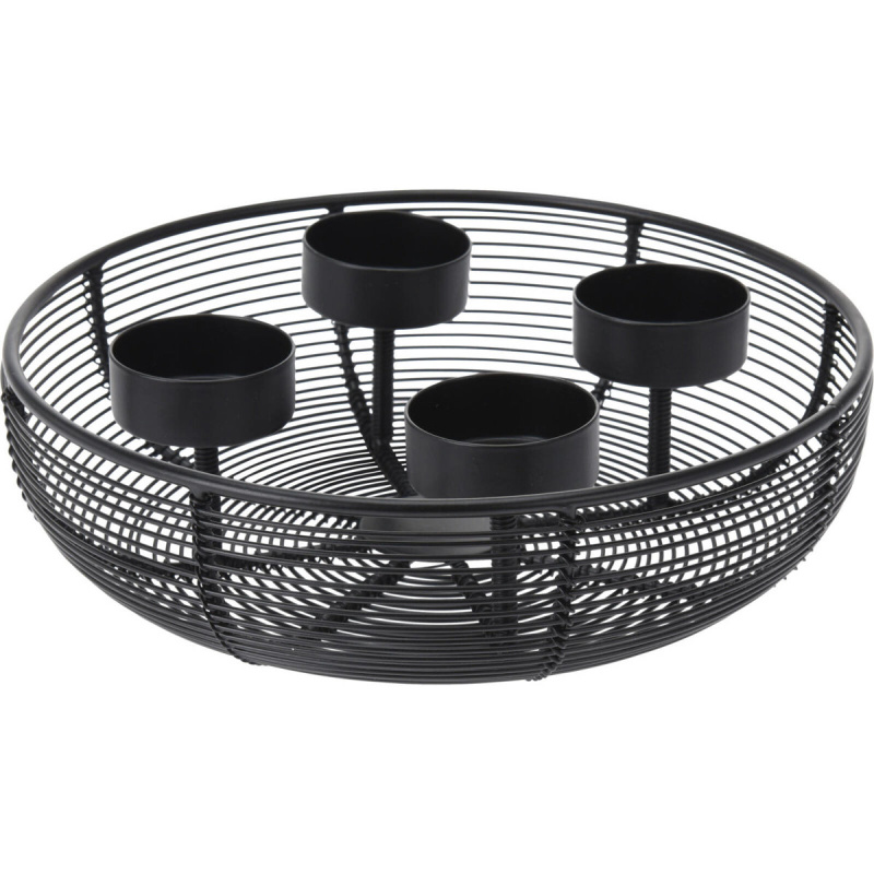 Home Styling Collection Svícen na čajové svíčky, černý, Ø 20 cm