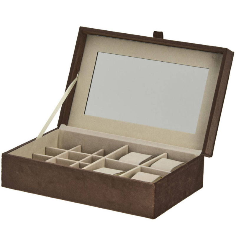 Home Styling Collection Dřevěná šperkovnice se zrcadlem, 25 x 16 x 7 cm hnědý