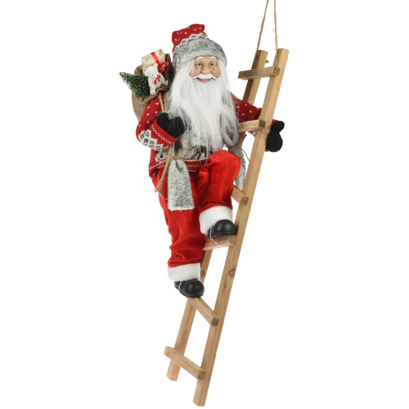 Home Styling Collection Vánoční dekorace Santa Claus na žebříku, 65 cm vícebarevná