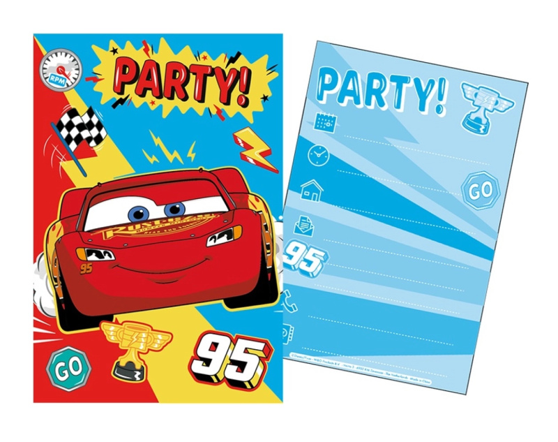 Sada párty pozvánek s obálkami CARS, 5 + 5 ks