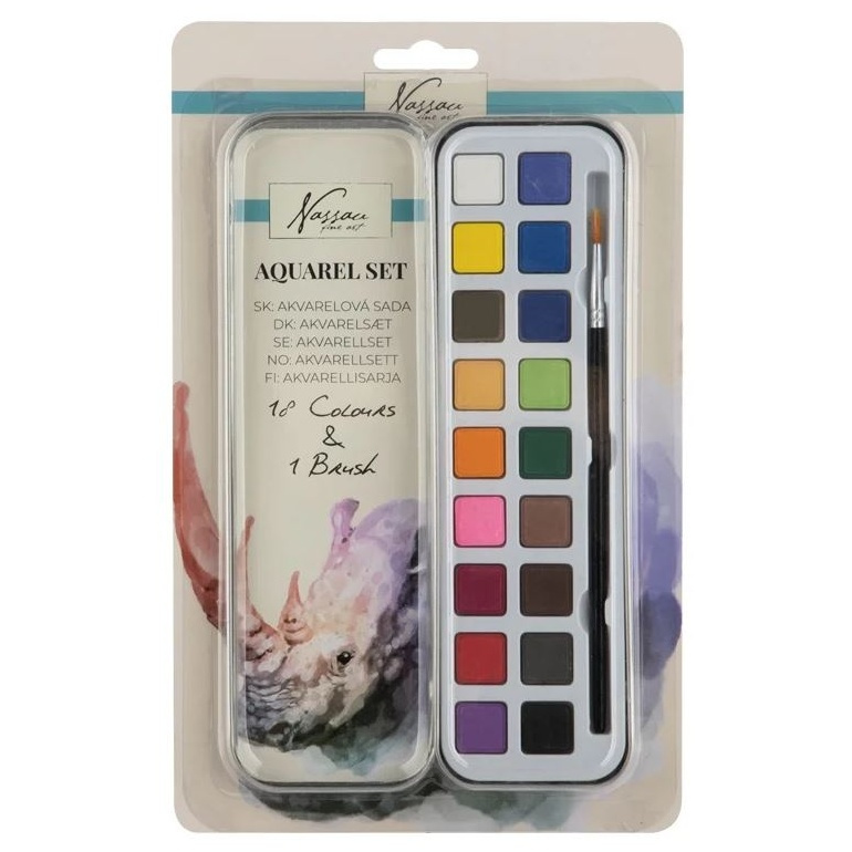 Akvarelové barvy sada 18 barev + štětec
