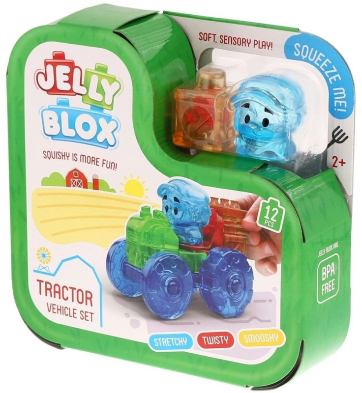 Jelly Blox měkké senzorické kostky traktor
