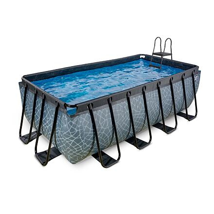 EXIT Frame Pool 4x2x1.22m (12v Cartridge filter) – Stone Grey