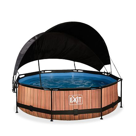 EXIT Frame Pool o300x76cm (12v Cartridge filter) – Timber Style + Canopy