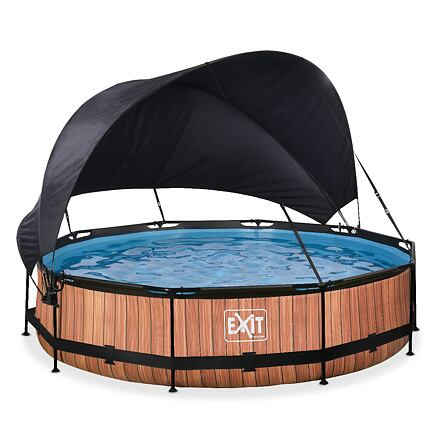 EXIT Frame Pool o360x76cm (12v Cartridge filter) – Timber Style + Canopy