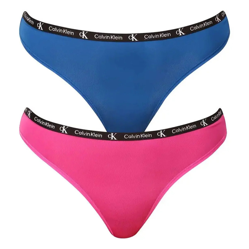 Dámská tanga Micro 1996 2Pack QD5035E-C0Z - Calvin Klein L