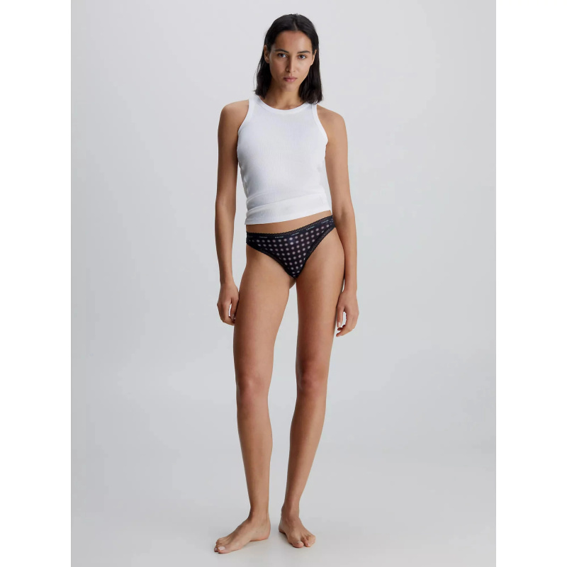 Dámská tanga 000QD3763E FTU černé se vzorem - Calvin Klein L