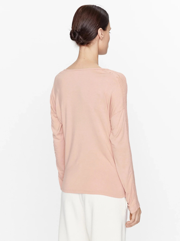 Dámský pyžamový top L/S CURVE NECK 000QS7006E FSR make-up - Calvin Klein S